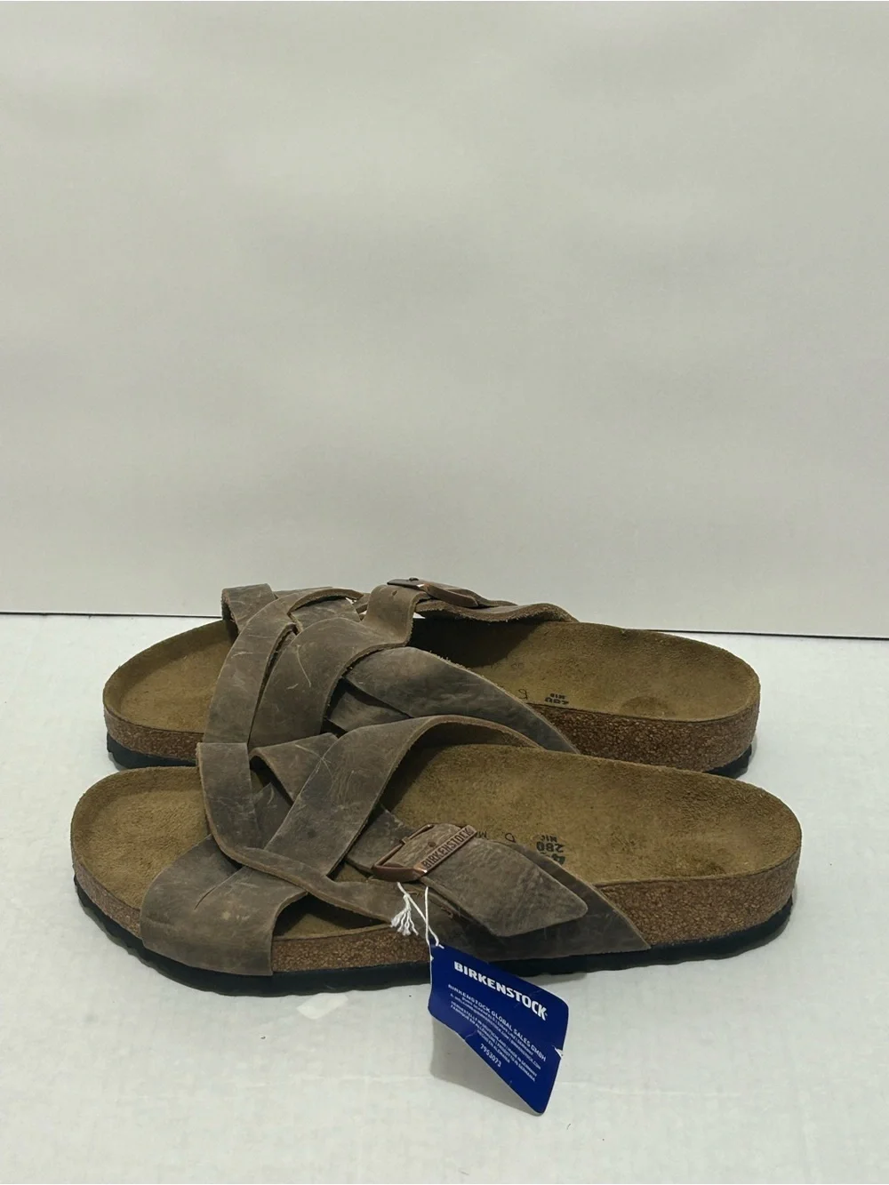 Birkenstock Lugano Oiled Leather Sandals Old Tobacco Mens 43 New